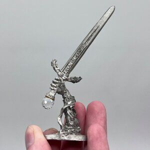 Gallo Pewter Sword Figurine Hand Holding Blade Crystal Pommel